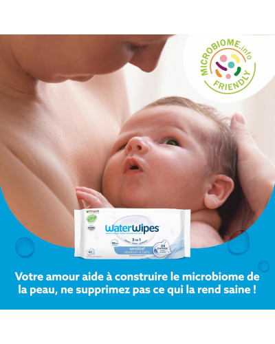 WaterWipes Lingettes bébé 99,9 % d'eau – Pack 4 x 60