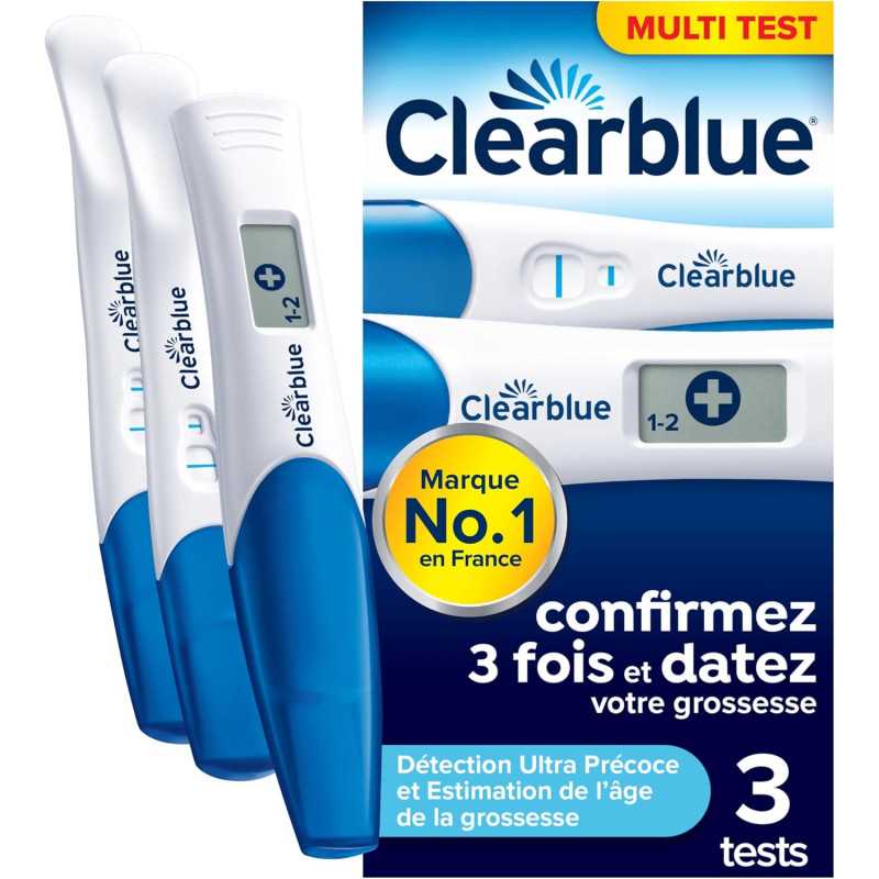 Clearblue Test de grossesse Triple-Check & Date (3 tests)