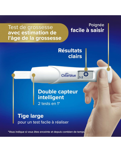 Clearblue Test de grossesse Triple-Check & Date, 3 tests