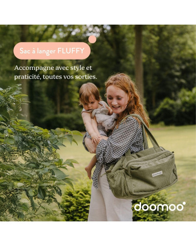 Sac à langer Fluffy Doomoo en velours côtelé Kaki