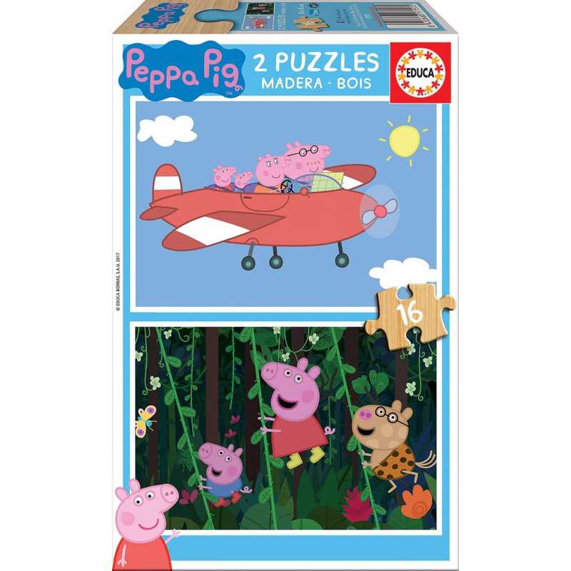 Educa Puzzle de madera Peppa Pig 2x16 piezas