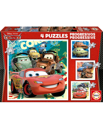Educa 4 ألغاز تدريجية Cars (12-16-20-25 قطعة)