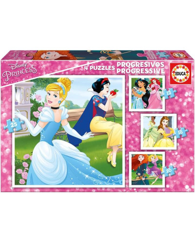 Educa 4 ألغاز تدريجية أميرات Disney (12-16-20-25 قطعة)