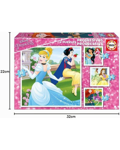 Educa 4 ألغاز تدريجية أميرات Disney (12-16-20-25 قطعة)