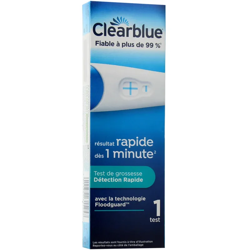 Clearblue test de grossesse détection rapide, résultat en 1 minute