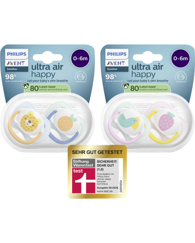 Philips Avent Chupete Ultra Air Happy 0-6 meses beige y amarillo