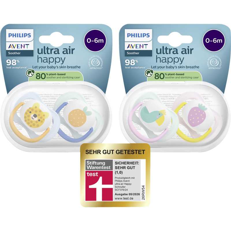 Philips Avent Ultra Air Happy Pacifier 0-6 months beige and yellow