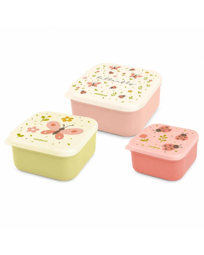 Lot de 3 boîtes à goûter Snackbox-3 Butterfly papillons Miniland