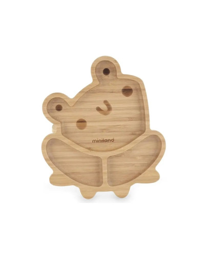 Miniland Frog bamboo divided suction baby plate