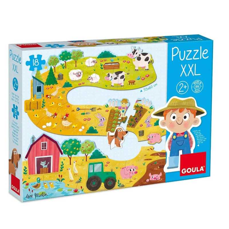 Puzzle géant XXL Ferme Goula avec fermier et chien sur socle