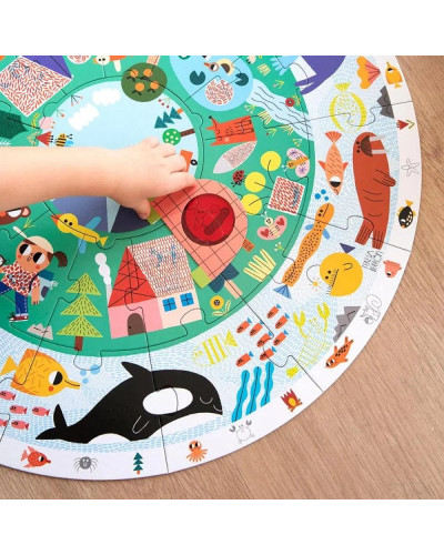 Goula round XXL Ocean Animals puzzle with coloured lenses
