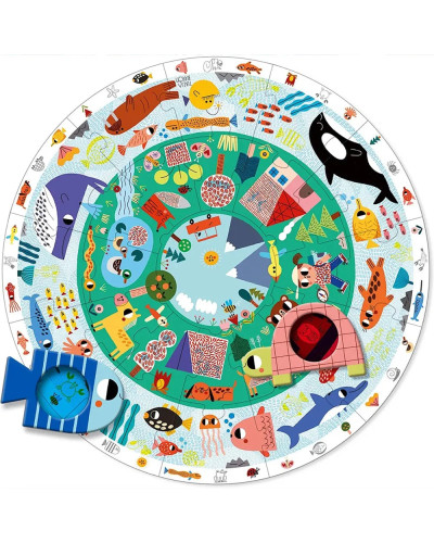 Goula round XXL Ocean Animals puzzle with coloured lenses