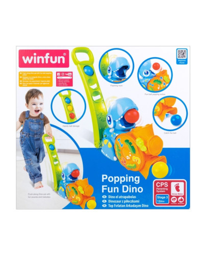 Jouet à pousser bébé Dino Popping Fun à balles, 12 mois+ Winfun