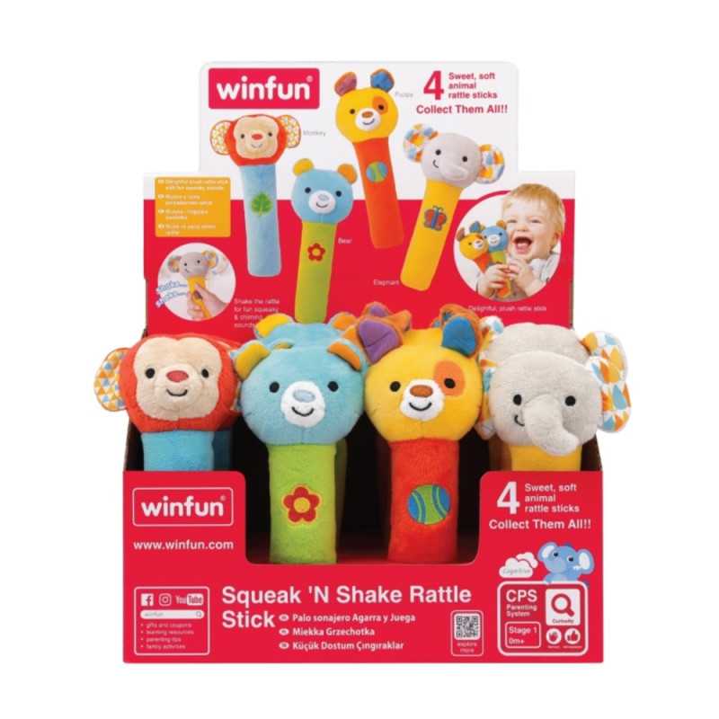 خشخيشة عصا من القطيفة Squeak 'N Shake من Winfun، موديل متنوع