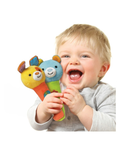 Hochet bâton en peluche Squeak 'N Shake Rattle Stick Winfun, modèle assorti