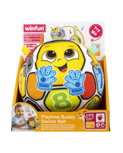Balón musical de tela Playtime Buddy Soccer Ball de Winfun con etiquetas de satén