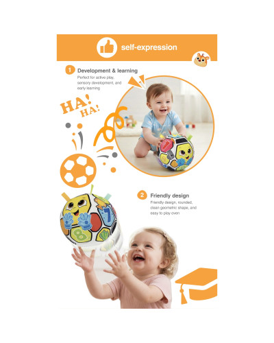 Winfun Playtime Buddy soft musical soccer ball for babies with satin taggies