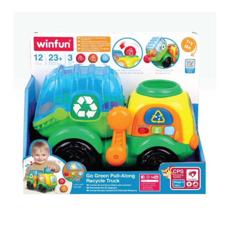 Winfun Go Green pull-along recycle truck with its 3 balls
