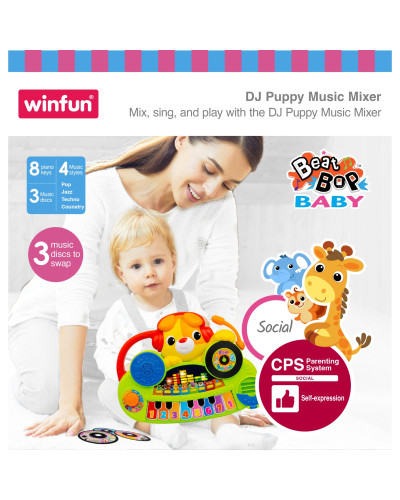 Jouet musical bébé piano de mixage DJ Puppy Music Mixer Winfun avec micro