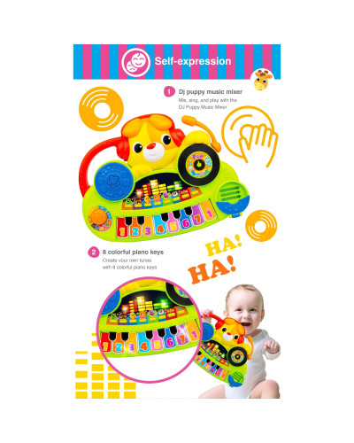 Jouet musical bébé piano de mixage DJ Puppy Music Mixer Winfun avec micro