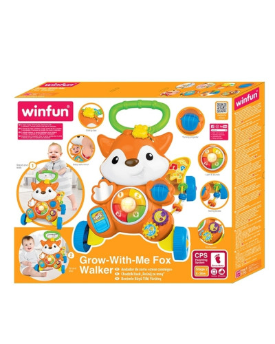 مشاية دفع للأطفال ثعلب Grow-With-Me Fox Walker من Winfun مع لوحة أنشطة