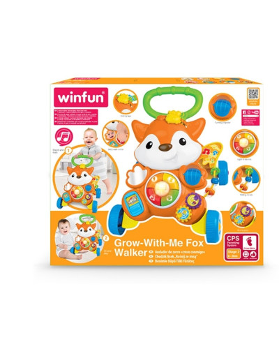 Trotteur pousseur bébé renard Grow-With-Me Fox Walker Winfun avec panneau d'activités