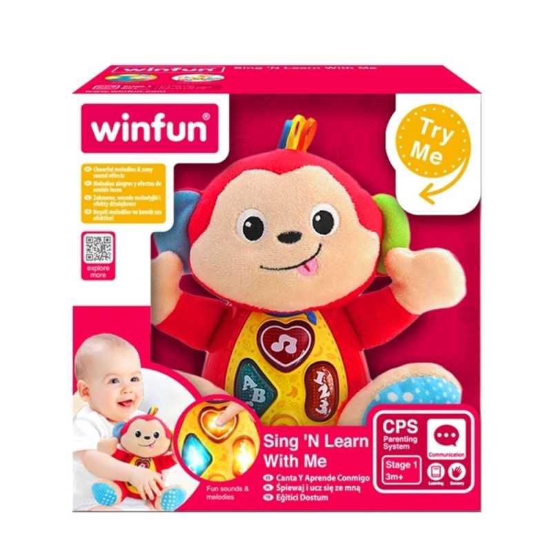Peluche musicale Singe Sing 'N Learn With Me Winfun avec 3 boutons lumineux