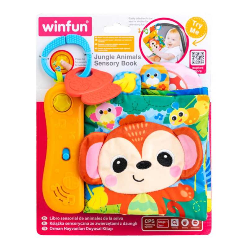 كتاب حسي للرضع Jungle Animals Sensory Book من Winfun مع عضاضة