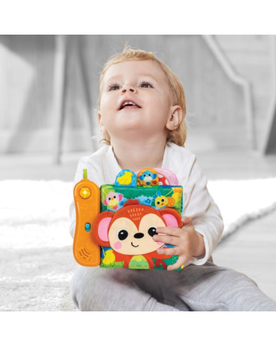 Livre sensoriel bébé Jungle Animals Sensory Book Winfun avec anneau de dentition