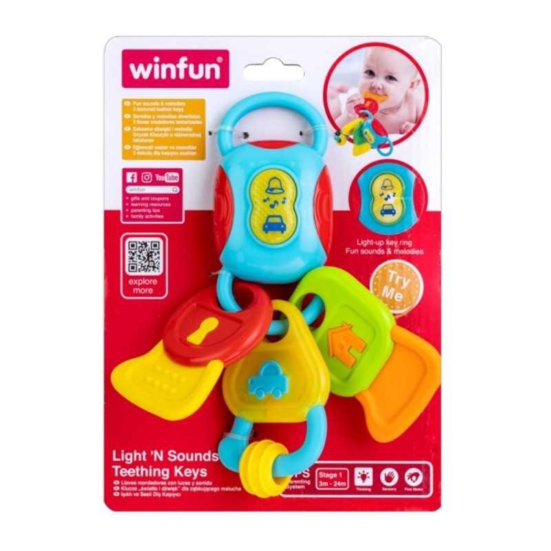 مفاتيح التسنين المضيئة Light 'N Sounds من Winfun بثلاثة مفاتيح بارزة الملمس