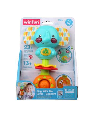 Sonajero musical bebé elefante Sing-With-Me con luces Winfun