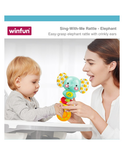 Hochet musical éléphant Sing-With-Me Winfun avec joues lumineuses et anneaux