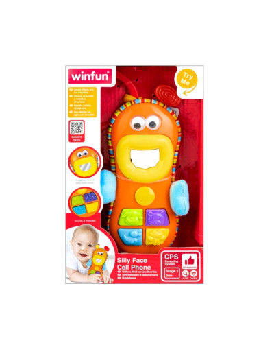 Winfun Silly Face Cell Phone musical baby toy with animal buttons and mirror