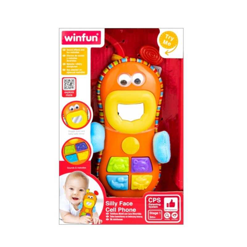 Winfun Silly Face Cell Phone musical baby toy with animal buttons and mirror