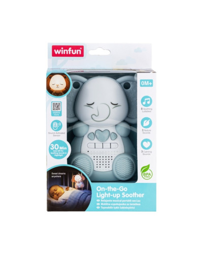 WinFun On-the-Go Light-up Soother Elephant Portable Musical Night Light
