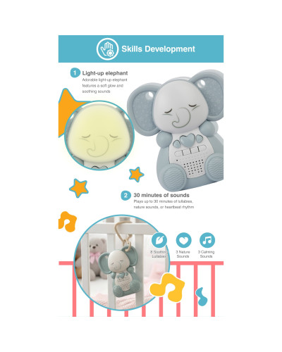 WinFun On-the-Go Light-up Soother elephant portable musical night light