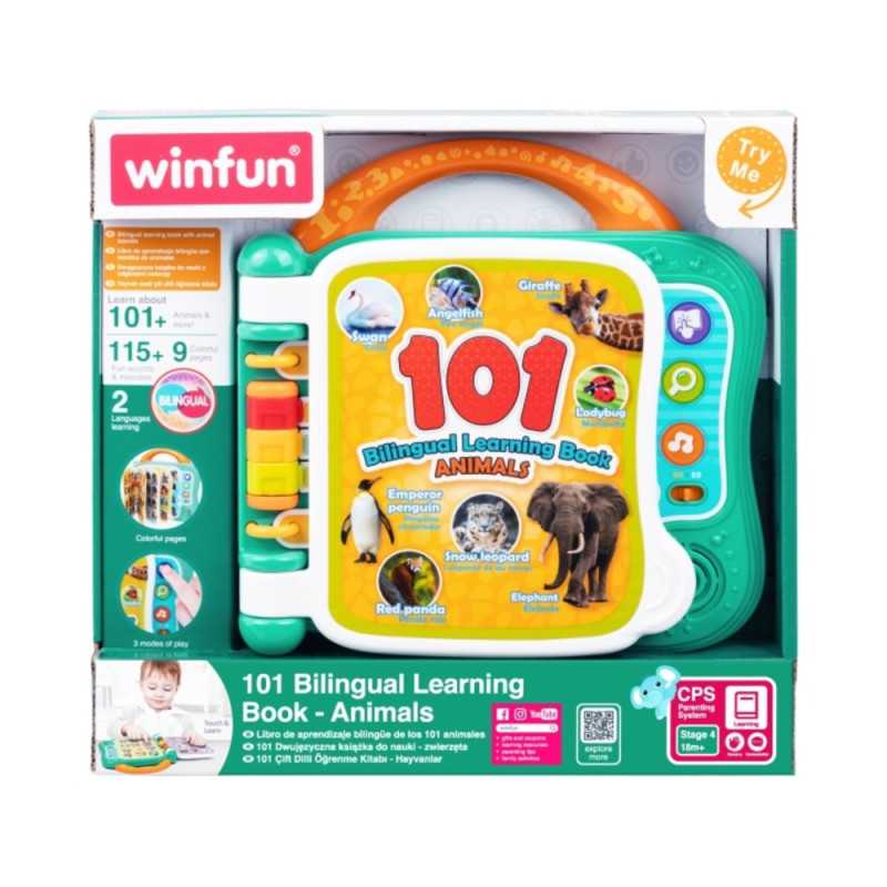 كتاب صوتي ثنائي اللغة 101 Bilingual Learning Book للحيوانات من Winfun مع مقبض