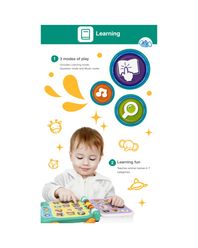 كتاب صوتي ثنائي اللغة 101 Bilingual Learning Book للحيوانات من Winfun مع مقبض