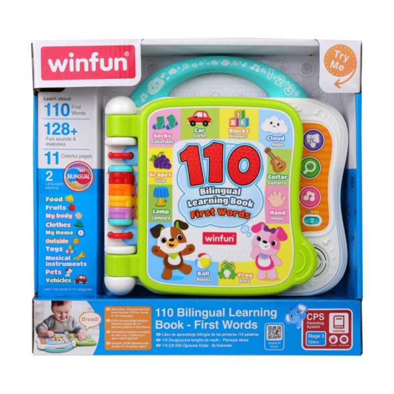 Libro bilingüe 110 Bilingual Learning Book First Words de Winfun con páginas táctiles