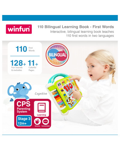 Livre bilingue enfant 110 Bilingual Learning Book First Words Winfun avec pages tactiles