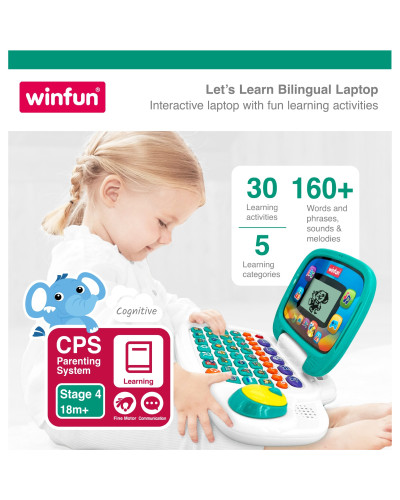 Ordinateur enfant éducatif bilingue Let's Learn Bilingual Laptop Winfun avec souris