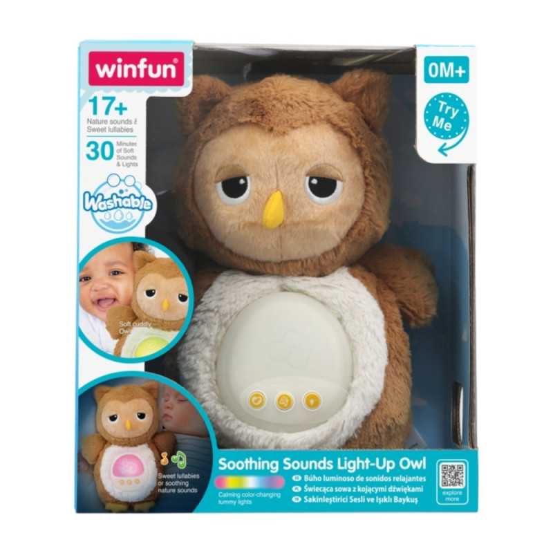 Lamparita musical búho de peluche con barriga luminosa Soothing Sounds de Winfun
