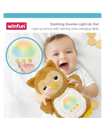ضوء ليلي موسيقي بومة قماشية ببطن مضيء Soothing Sounds من Winfun