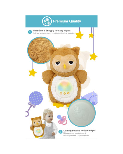 Lamparita musical búho de peluche con barriga luminosa Soothing Sounds de Winfun