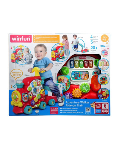 Andador correpasillos tren Adventure Walker Ride-on Train de Winfun con remolque