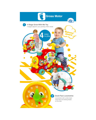 Trotteur porteur bébé train 4 en 1 Adventure Walker Ride-on Train Winfun avec remorque