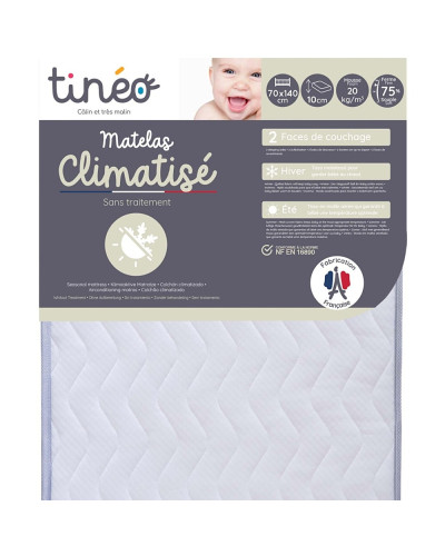 Colchón de cuna climatizado 70x140x10 cm verano/invierno Tinéo Candide