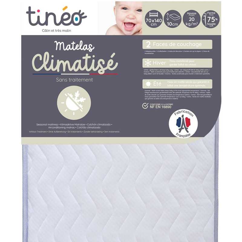 Colchón de cuna climatizado Tinéo 70x140x10 cm reversible verano e invierno, Candide