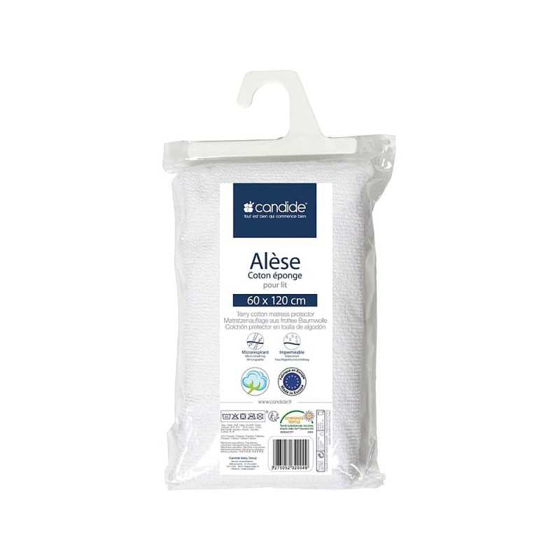 Candide white 60x120 cm waterproof terry cot mattress protector