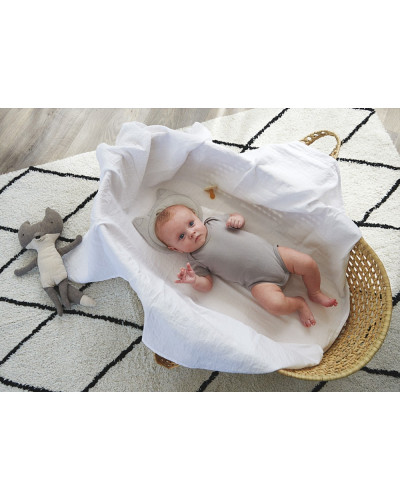 Coussin cale-tête bébé P'tit Loup gris Tinéo à microbilles, famille Candide